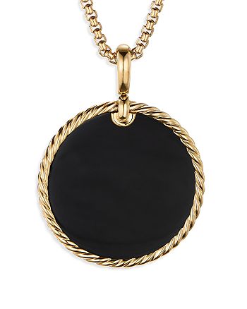 David Yurman - Large Cable Disc Amulet in 18K Yellow Gold in Black Onyx