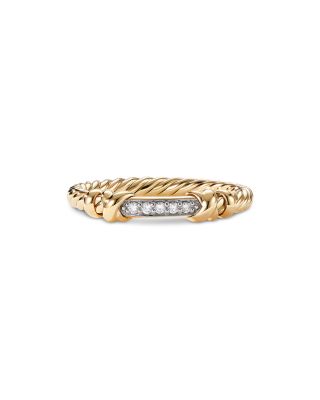 Petite Helena Wrap Band Ring in 18K Yellow Gold with Diamonds, 4mm