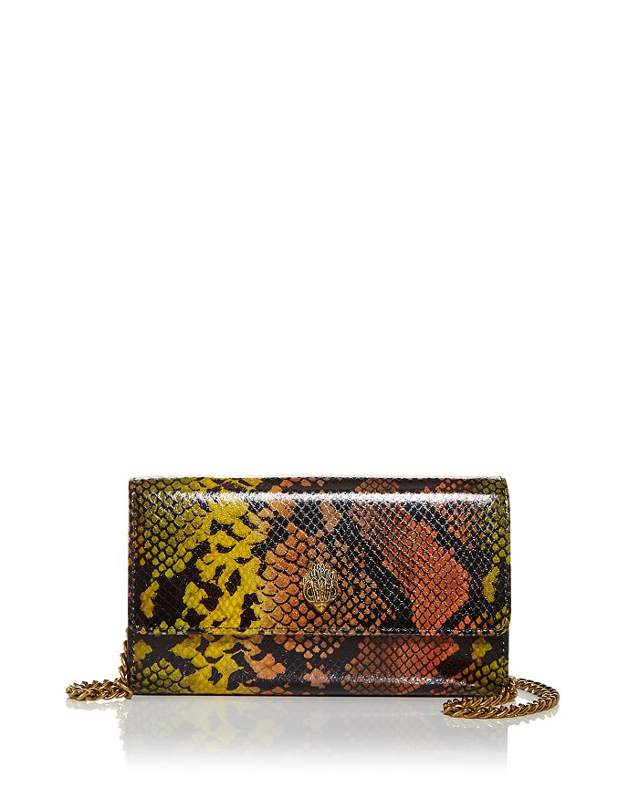Kurt Geiger Snake Embossed Leather Chain Wallet In Open Brown