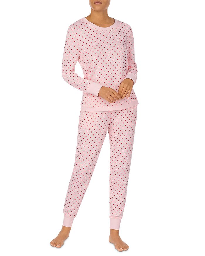 Jane & Bleecker New York Dot Print Pajama Set In Blush Dot