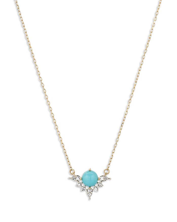 Adina Reyter 14k Yellow Gold Turquoise & Diamond Pendant Necklace, 16