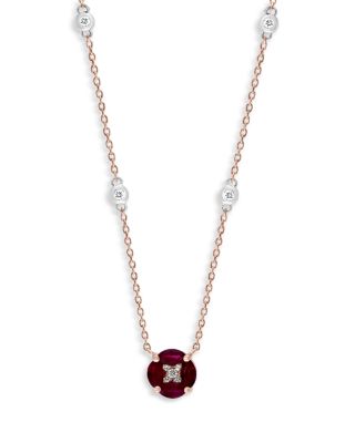 Bloomingdale's Fine Collection Ruby & Diamond Pendant Necklace in 14K Rose & White Gold, 17 - Exclusive