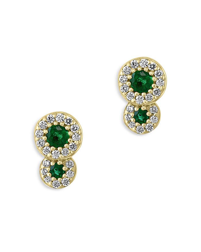 Bloomingdale's Emerald & Diamond Stud Earrings In 14k Yellow Gold - 100% Exclusive In Green