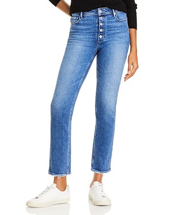 PAIGE Cindy Button Fly Straight Leg Ankle Jeans in Skysong | Bloomingdale's