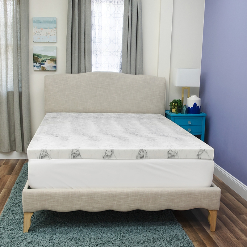Sensorpedic 3 Charcoal Infused Memory Foam Mattress Topper, Queen In White