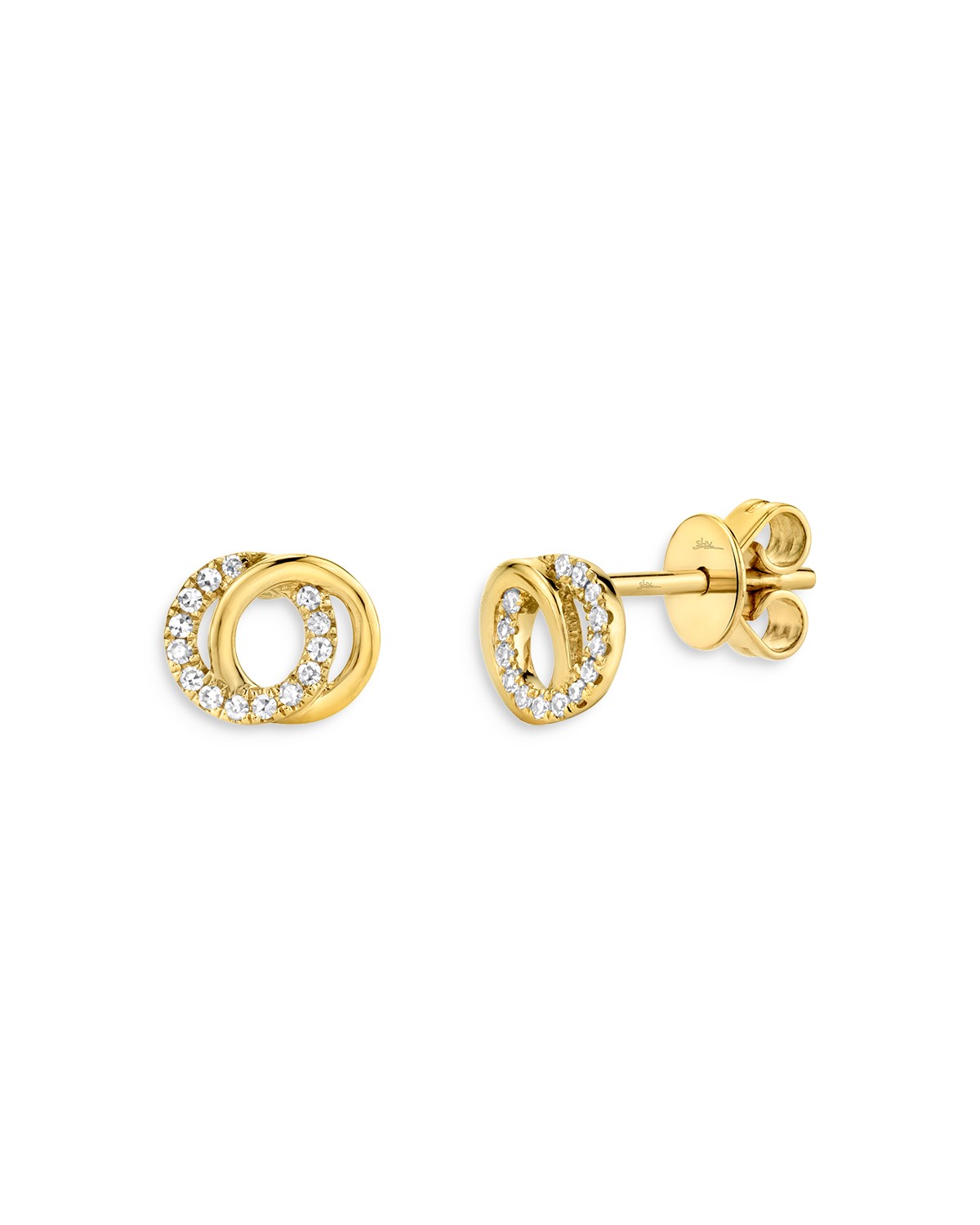 14K Yellow Gold Diamond Knot Stud Earrings