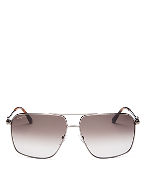 Ferragamo Salvatore  Brow Bar Aviator Sunglasses, 62mm In Shiny Dark Ruthenium/gray    Gradient