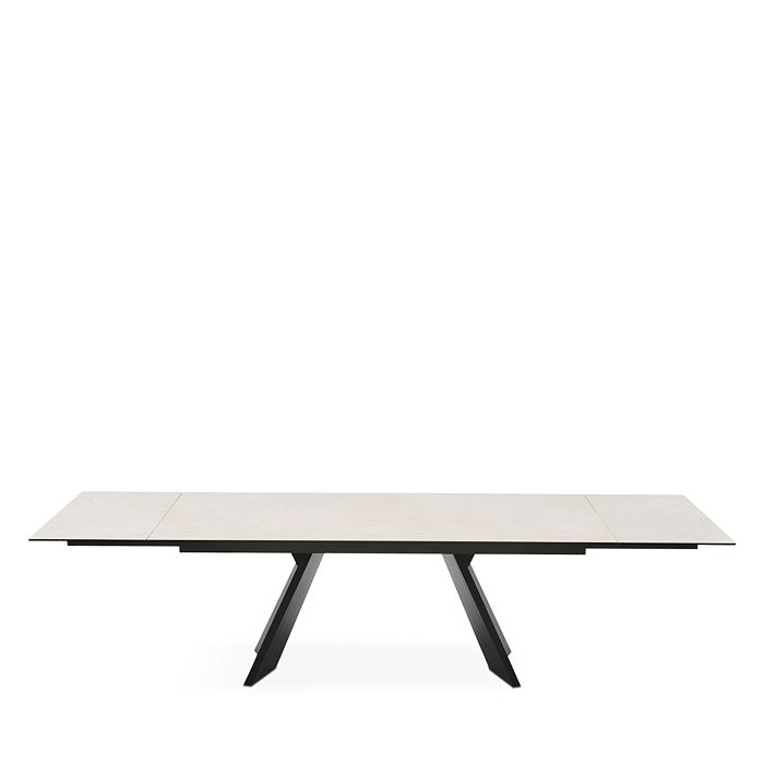 Shop Calligaris Icaro Extendable Dining Table In Salt White Ceramic/matte Black