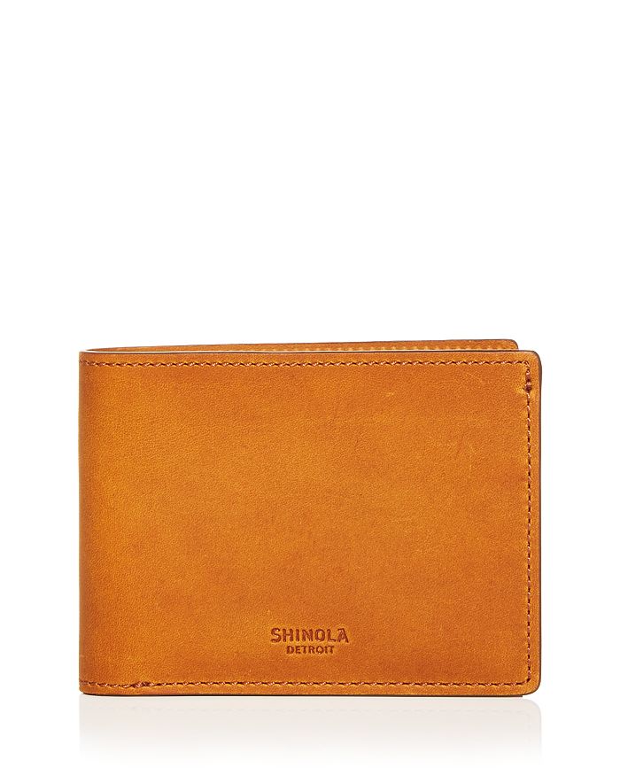 Shinola Slim Navigator Distressed Leather Bi Fold Wallet In Honey