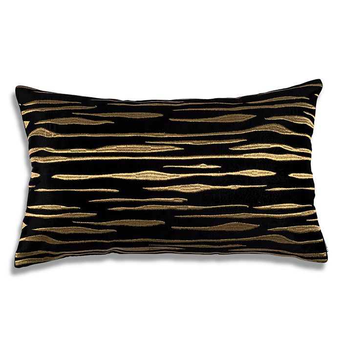Lili Alessandra Zara Large Rectangle Pillow In Black/gold