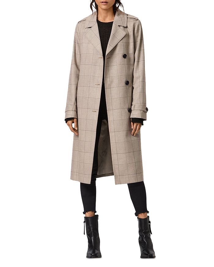 ALLSAINTS Chiara Check Print Trench Coat Bloomingdale s