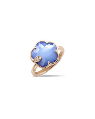 18K Rose Gold Petit Joli Lapis White Agate Doublet & Diamond Ring