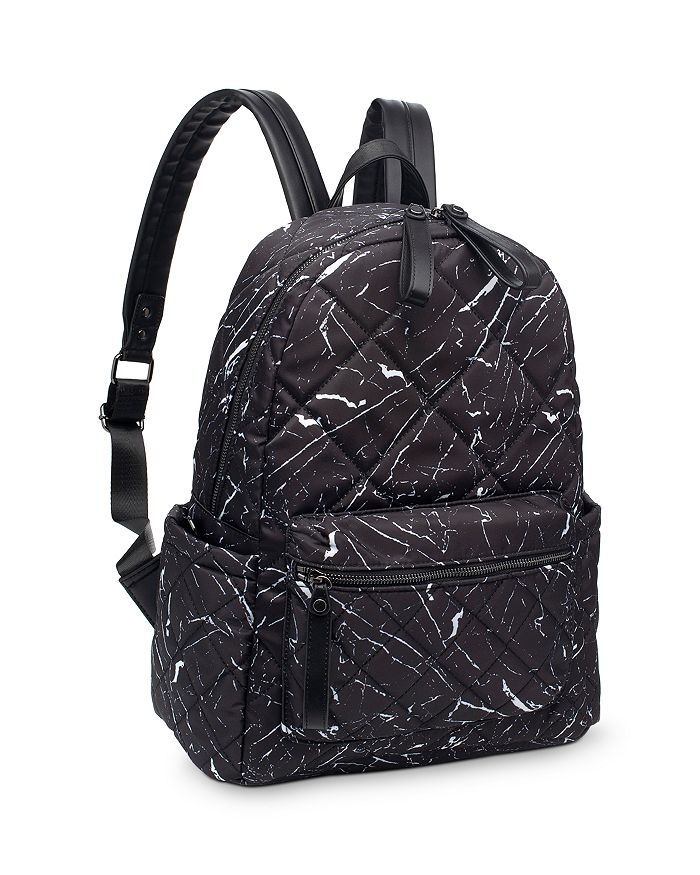 Sol & Selene Mini Motivator Quilted Nylon Backpack In Black Marble