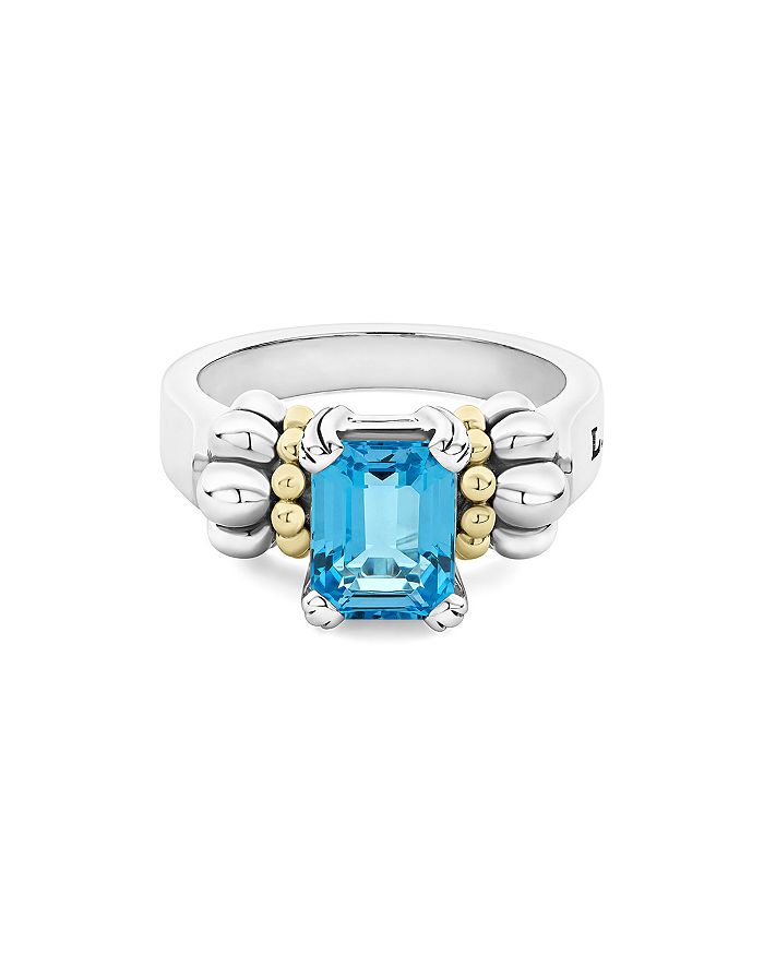 Shop Lagos Sterling Silver & 18k Yellow Gold Glacier Blue Topaz Ring