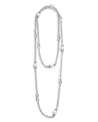 Sterling Silver Signature Caviar Cultured Freshwater Pearl Station Necklace, 34"