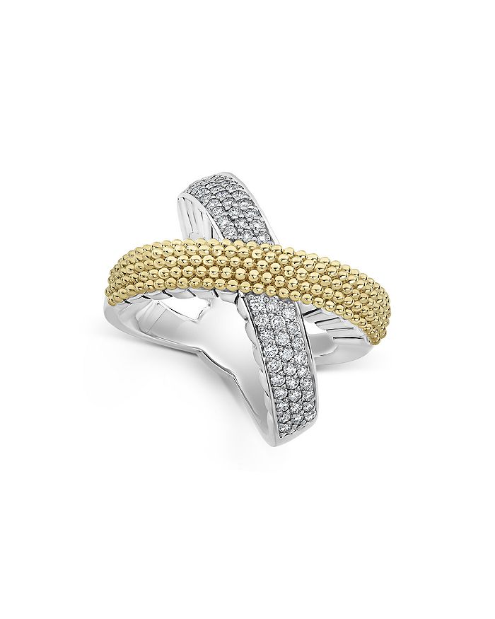 Shop Lagos Sterling Silver & 18k Yellow Gold Caviar Lux Diamond Ring