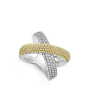 Lagos Sterling Silver & 18K Yellow Gold Caviar Lux Diamond Ring