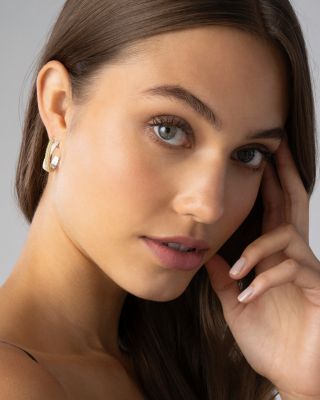 Sterling Silver & 18K Yellow Gold Caviar Lux Diamond Hoop Earrings