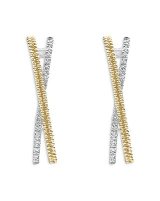 Sterling Silver & 18K Yellow Gold Caviar Lux Diamond Hoop Earrings