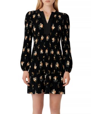 Maje - Rockol Floral Print Pleated Dress