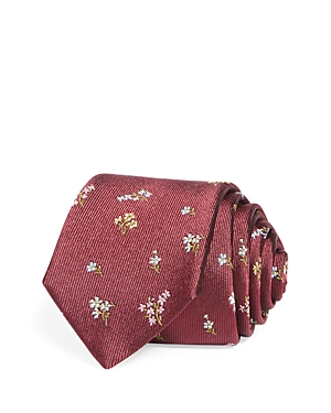 Paul Smith Floral Silk Skinny Tie In Red