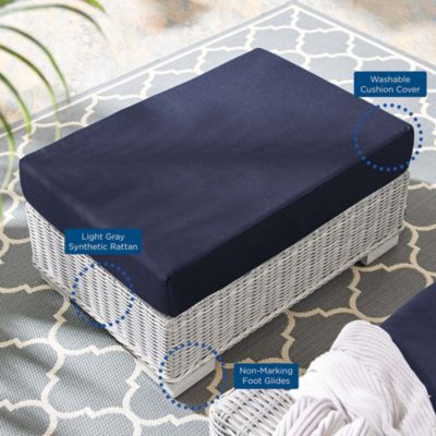  Conway Sunbrella  Outdoor Patio Wicker Rattan Ottoman