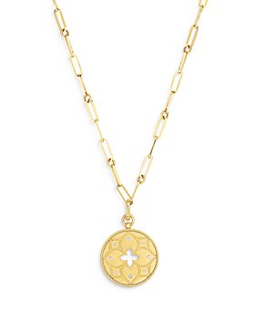 Roberto Coin - 18K Yellow Gold Venetian Princess Diamond Medallion Lariat Necklace, 19"