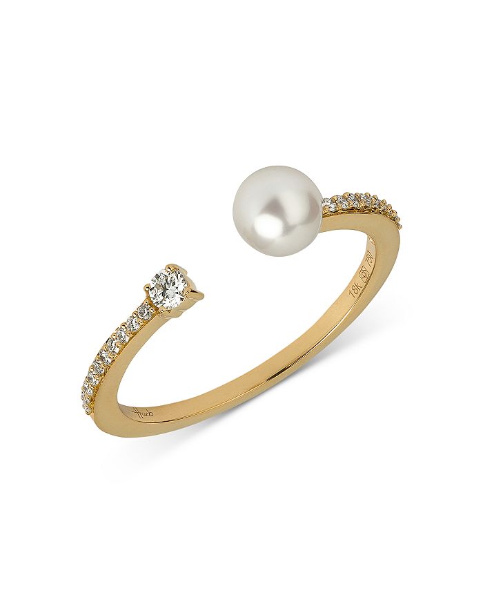 HUEB 18K Yellow Gold Spectrum Diamond and Cultured Freshwater Pearl ...