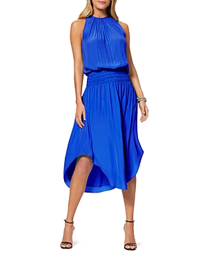 Ramy Brook Audrey Sleeveless Halter Drop Waist Midi Dress In Electric Blue