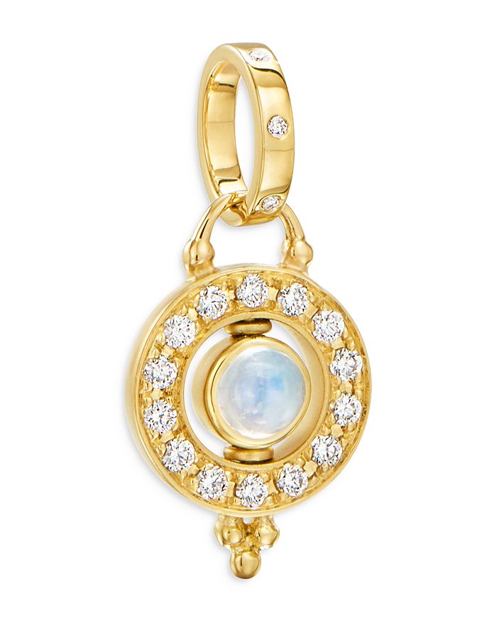 Shop Temple St Clair 18k Yellow Gold Celestial Blue Moonstone & Diamond Mini Orbit Pendant In Blue/white/gold