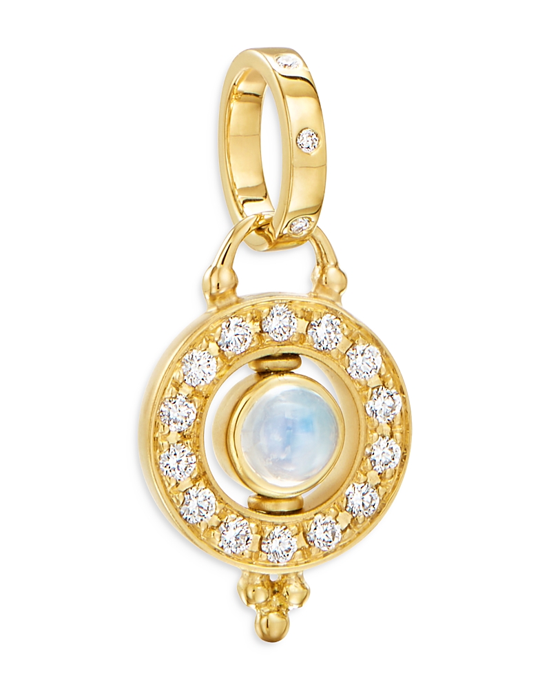 Temple St Clair Women's Celestial 18k Yellow Gold Moonstone & Diamond Mini Orbit Pendant In Blue/white/gold