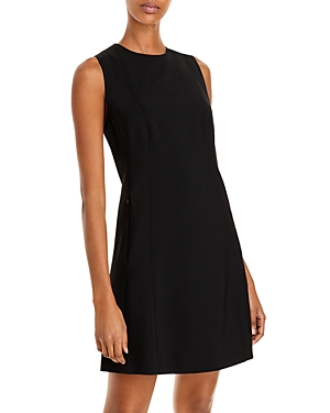 Theory Sleeveless Fitted Mini Dress Precision Ponte In Black