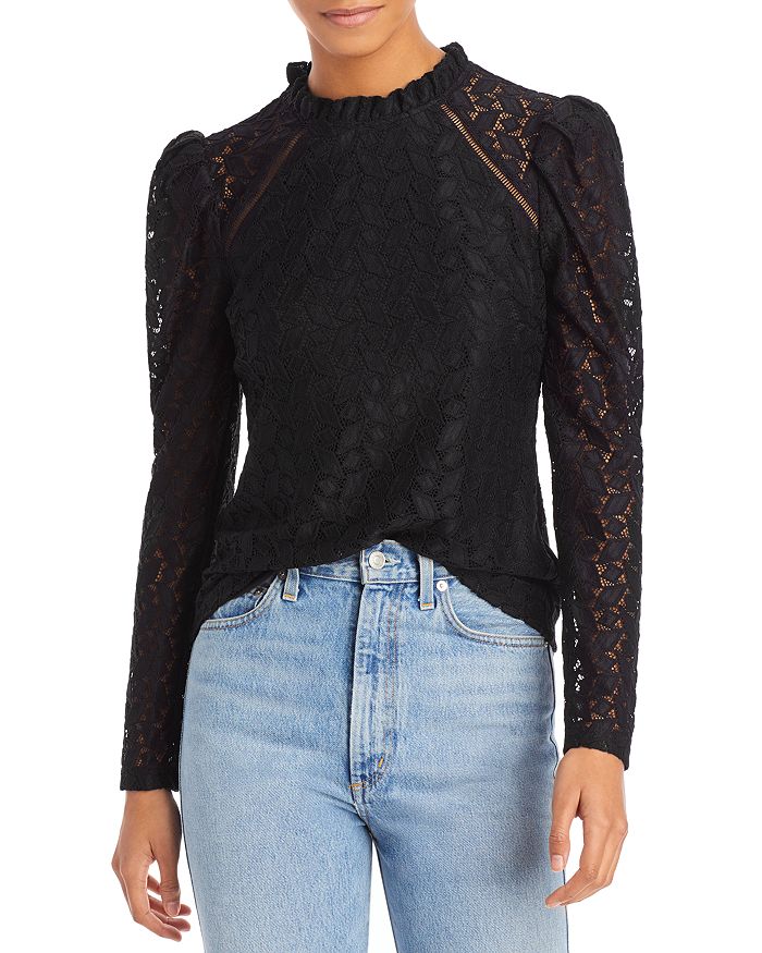 AQUA Lace Puff Sleeve Top - 100% Exclusive | Bloomingdale's