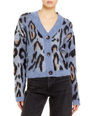 Blue leopard cardigan best sale