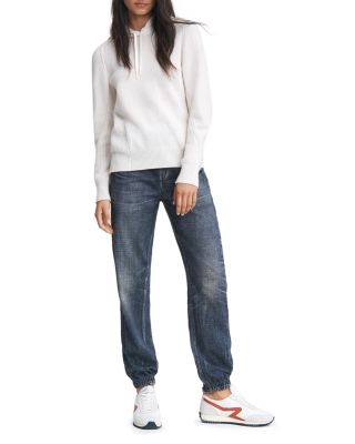 Miramar Cotton Denim High Rise Ankle Jogger Pants in Merest