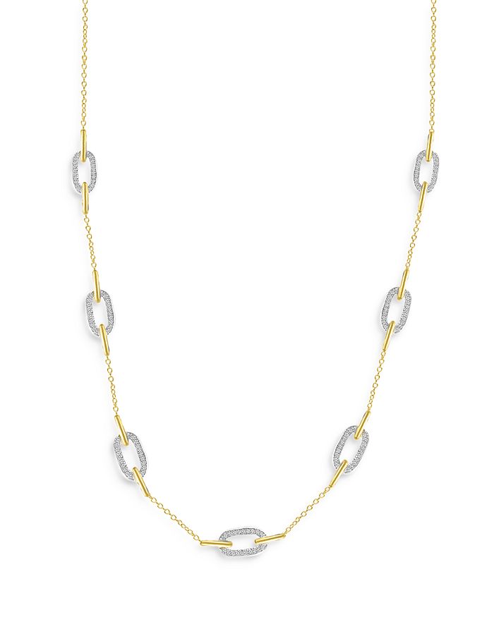 Bloomingdale's Diamond Paperclip Link Necklace In 14k Yellow And White Gold, 1.0 Ct. T.w. - 100% Exclusive In White/multi