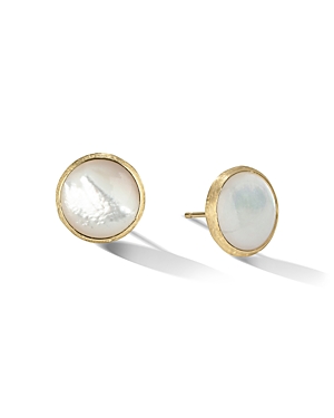 MARCO BICEGO 18K YELLOW GOLD JAIPUR COLOR MOTHER OF PEARL LARGE STUD EARRINGS