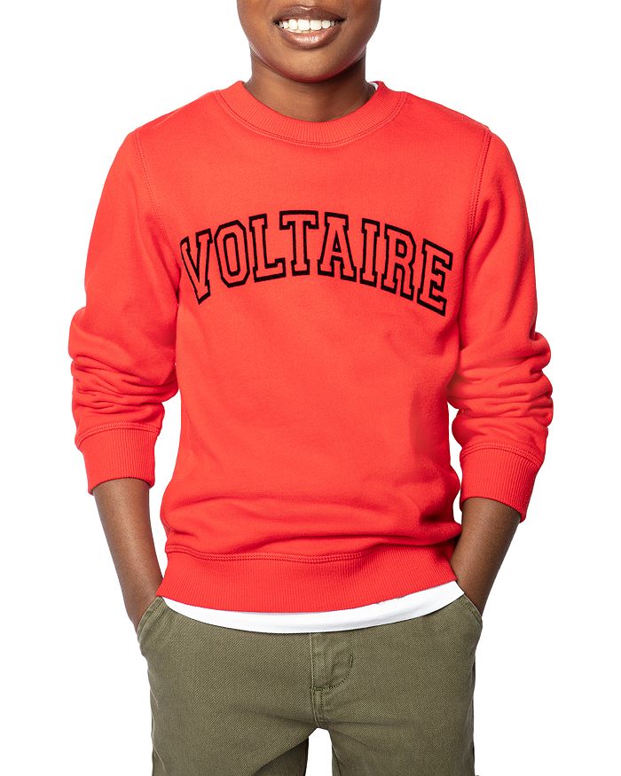 Shop Zadig & Voltaire Boys' Joe Cotton Graphic Sweatshirt - Little Kid, Big Kid In Rouge
