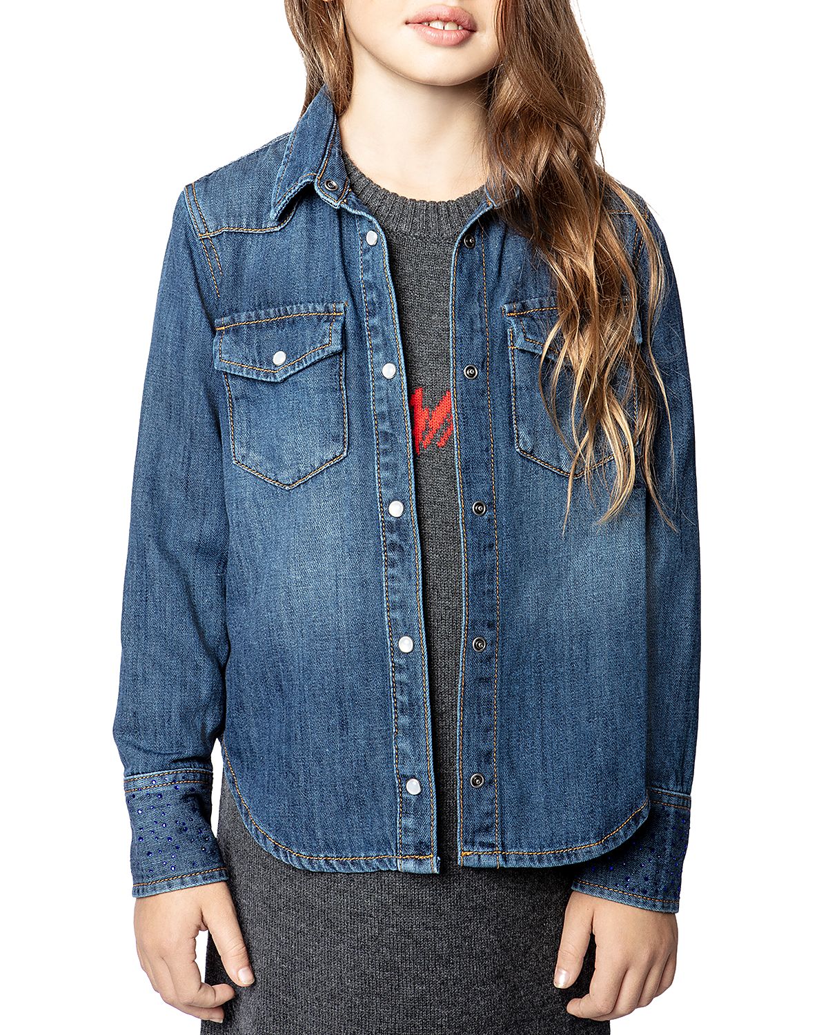 Zadig & Voltaire Girls' Rea Denim Shirt - Little Kid