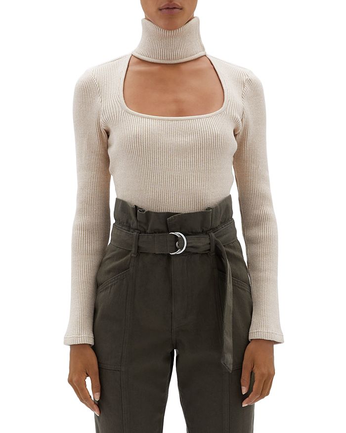 JONATHAN SIMKHAI STANDARD JANESSA RIBBED CUTOUT TURTLENECK 121-2016-ST