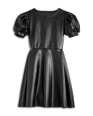 chinese dress ladies Faux Leather Puff Sleeve Dress Ruby / XL main image 0