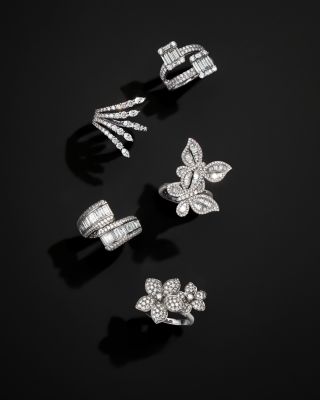 Diamond Butterfly Statement Ring in 14K White Gold, 1.40 tcw 