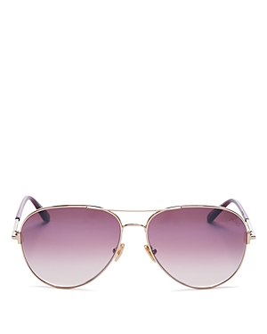 Tom Ford Clark Brow Bar Aviator Sunglasses, 59mm In Shiny Rose Gold / Bordeaux Mirror