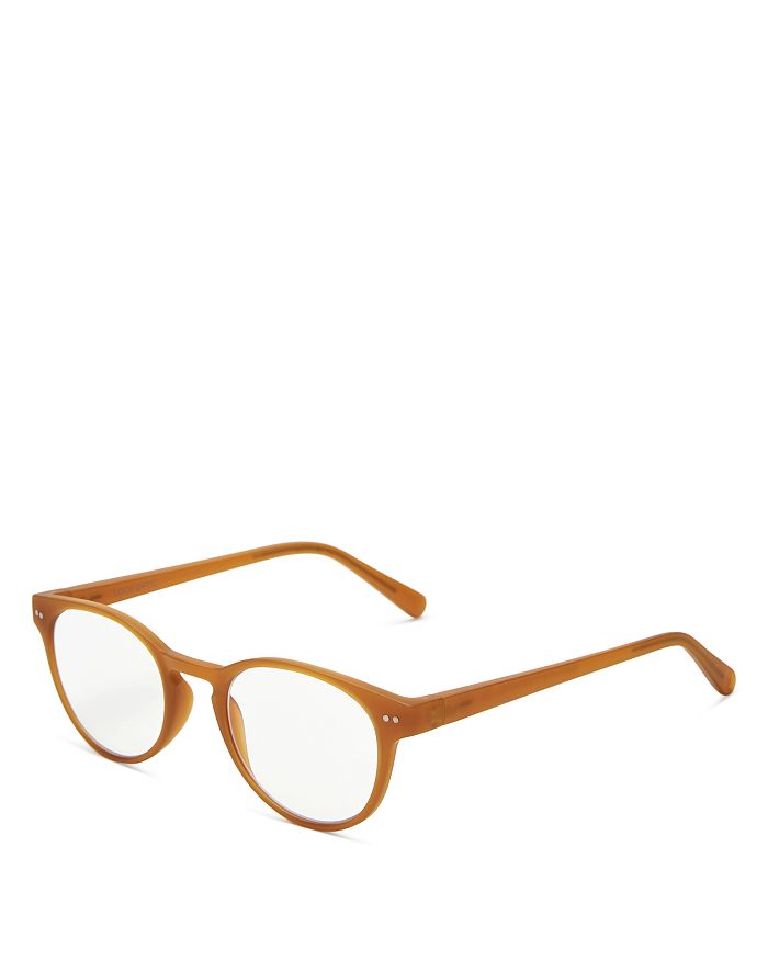 Shop Look Optic Abbey Round Blue Light Glasses, 47mm In Honey