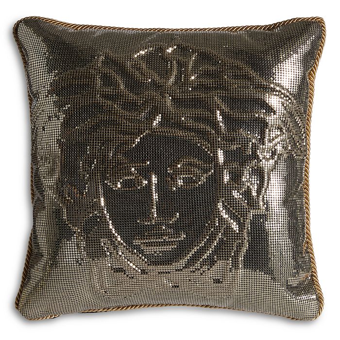 Versace Sequin Medusa Cushion In Gold