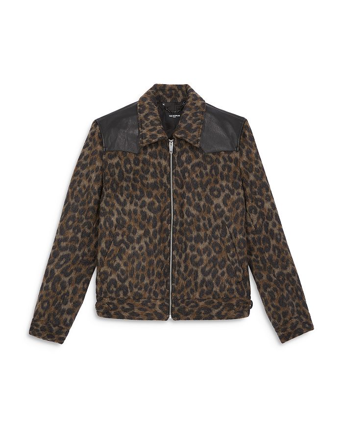 The Kooples Leopard Print Leather Yoke Jacket Bloomingdale's
