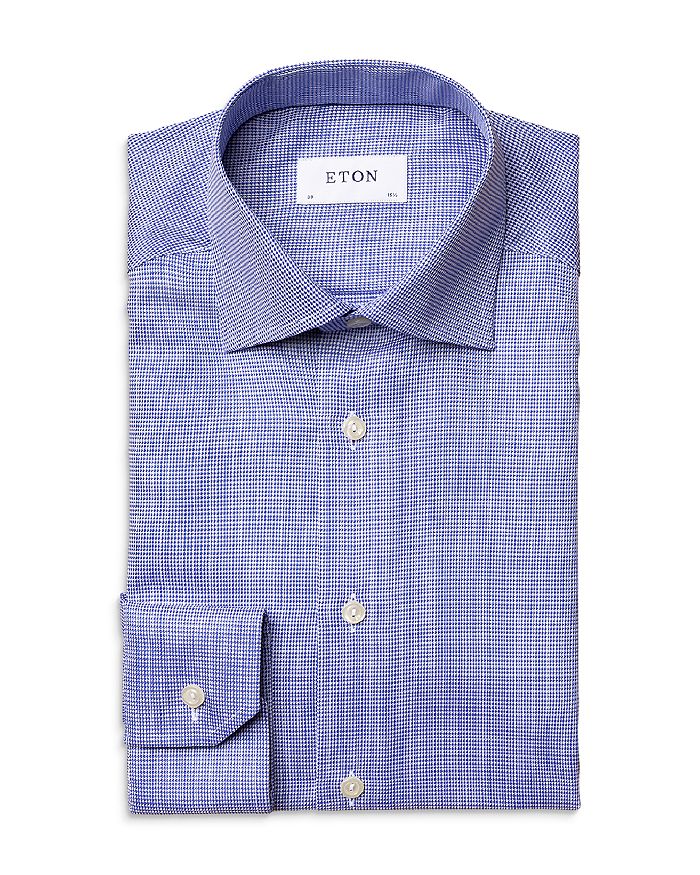 Shop Eton Houndstooth Contemporary Fit Dress Shirt In Blue