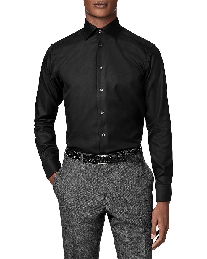Eton Black Signature Twill Shirt - Contemporary Fit In Black