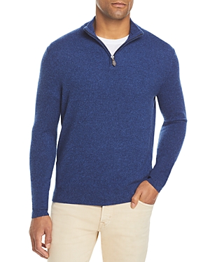 The Men's Store At Bloomingdale's Cashmere Half-zip Sweater - 100% Exclusive In Ocean Blue