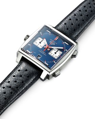 Monaco Calibre 11 Automatic Men's Blue Leather Chronograph, 39mm